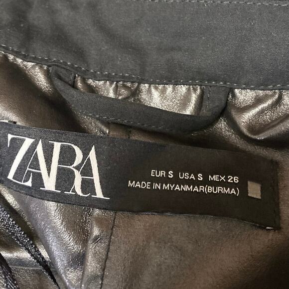 Zara Women's Black Long Sleeve Collared Button Up Trench Coat Jacket Size S - Picture 4 of 4